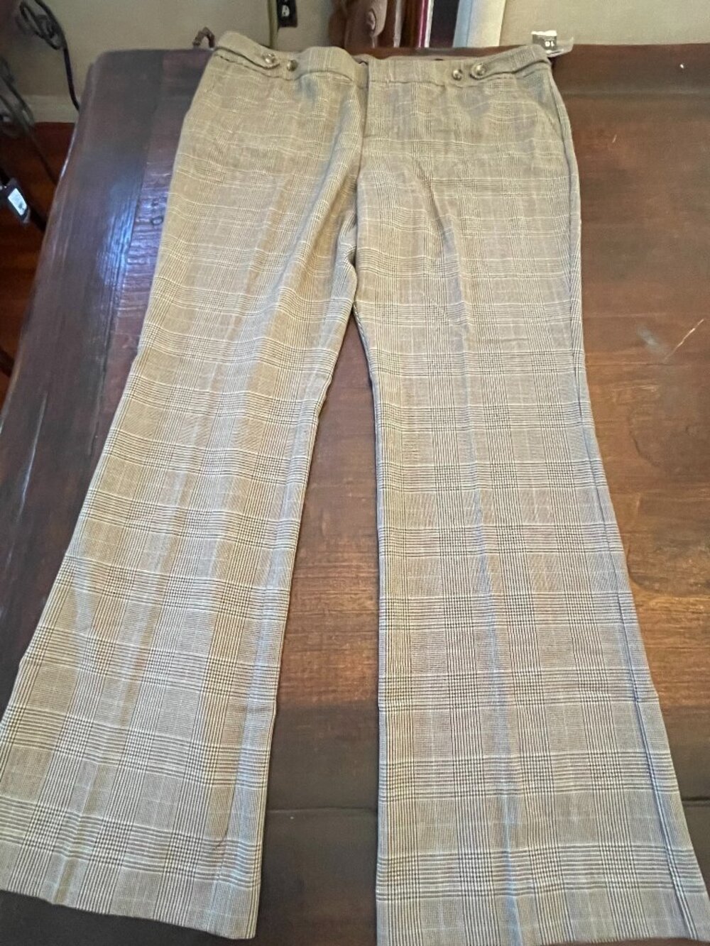 Mossimo Women's Slacks/Pants Plaid Brown/Green Modern Fit Stretch Bootcut 16 NEW